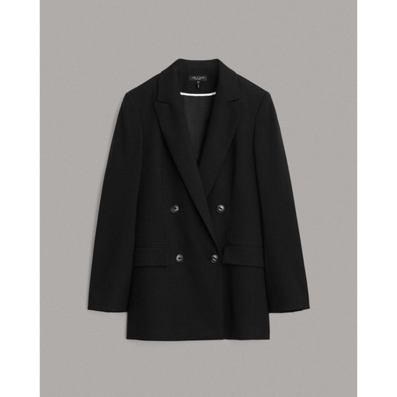 Rag & Bone ICONS Andie Classic Fit Twill Wool Blend Blazer NWT 8 Black - Picture 2 of 6